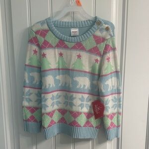 Holiday Time Festive Polar Bear Sweater - Pink, Green, Blue